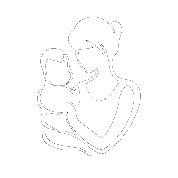 Design simples de mãe e bebê artline