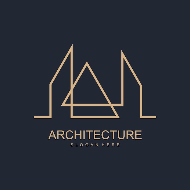 Vetor design simples e elegante de logotipo imobiliário de arquitetura