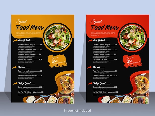 Design simples, elegante e perfeito de combinação de cores de menus de alimentos