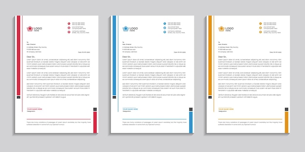 Design simples, moderno e único de modelo de papel de carta de negócios corporativo