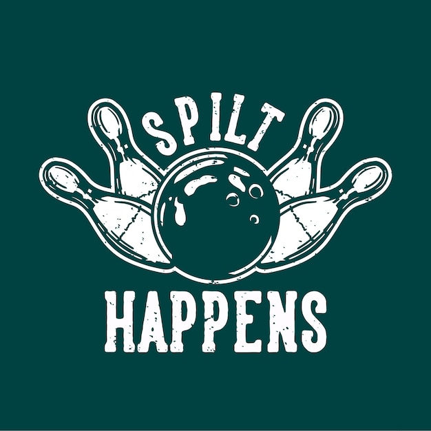 design split acontece com bola de boliche atingindo o pino ilustração vintage de boliche