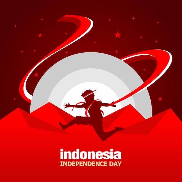 Design tempelado do dia da independência da indonésia