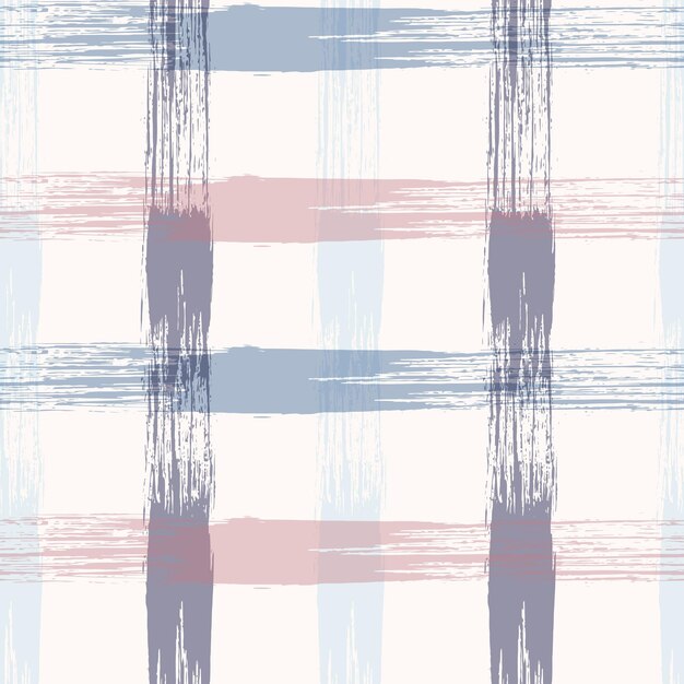 Design têxtil de impressão de tecido listrado grunge. Padrão xadrez de linhas de interseção de vetor.