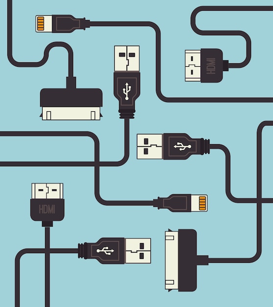 Design usb, ilustração vetorial.