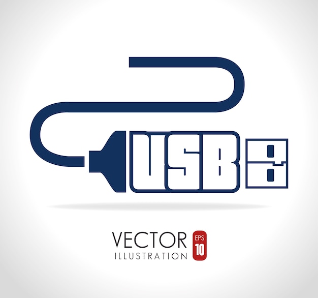 Vetor design usb, ilustração vetorial.