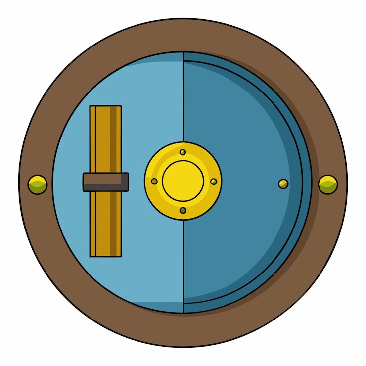 Vetor design vectorial seguro porta de depósito redonda fiável e robusta