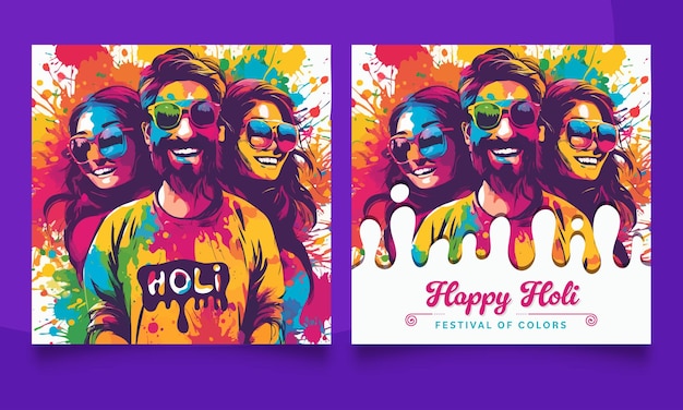 Design vetorial colorido para cartão de cartaz do festival Holi design criativo