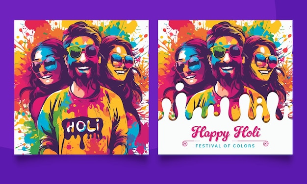 Design vetorial colorido para cartão de cartaz do festival holi design criativo