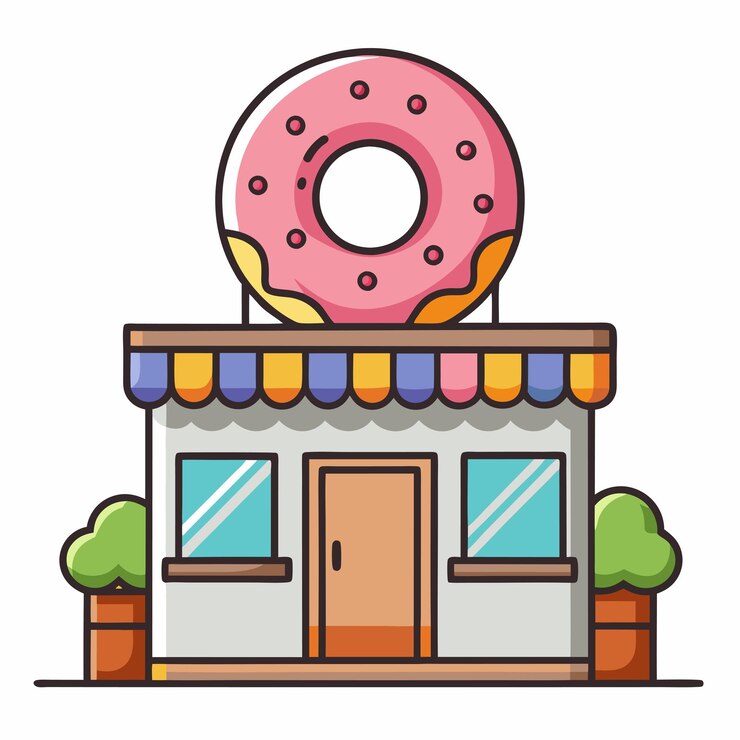 Vetor design vetorial da loja de donuts da moda