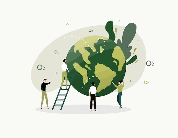 Design vetorial da terra para o ozônio ambiental e evento do dia da terra