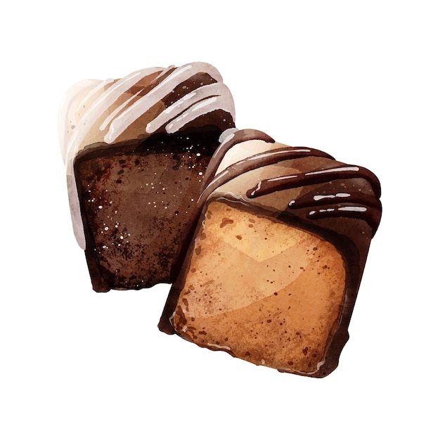 Design vetorial de aquarela de chocolate duplo
