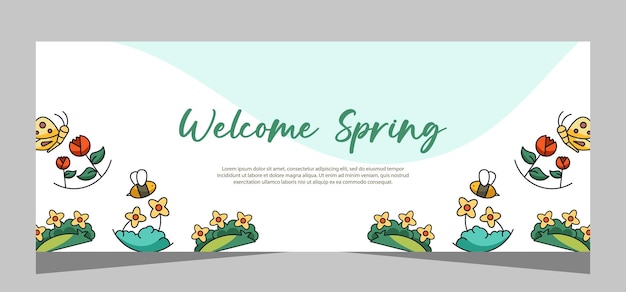 Design vetorial de banner de modelo horizontal de primavera