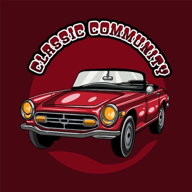 Design vetorial de ilustração de carro clássico premium