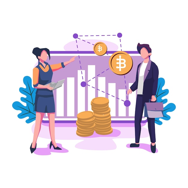 Vetor design vetorial de ilustração de estilo simples de mercado de criptomoedas