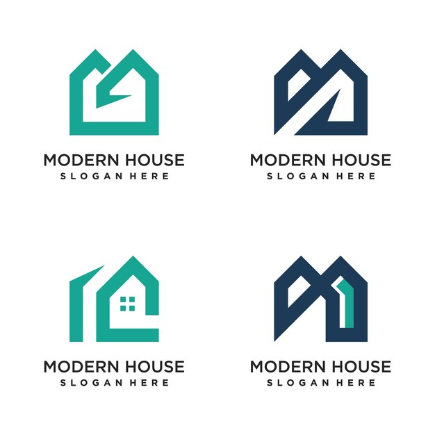 Vetor design vetorial de logotipo de casa moderna com conceito de estilo moderno e ideia criativa