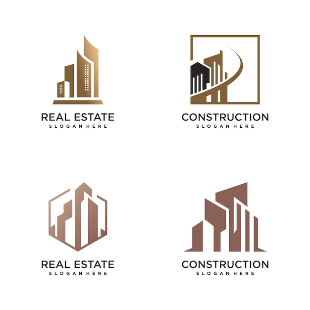 Vetor design vetorial de logotipo de construção para construção com estilo moderno, criativo e único