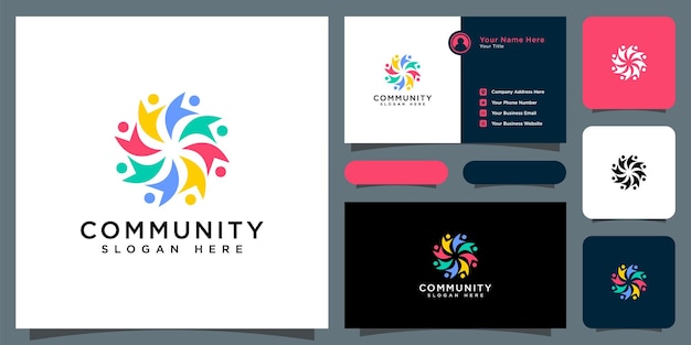 Design vetorial de logotipo de pessoas da comunidade