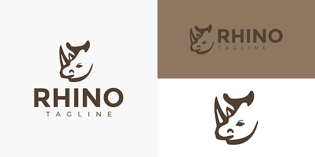 Design vetorial de logotipo simples rinoceronte rinoceronte animal selvagem para empresa de negócios de marca
