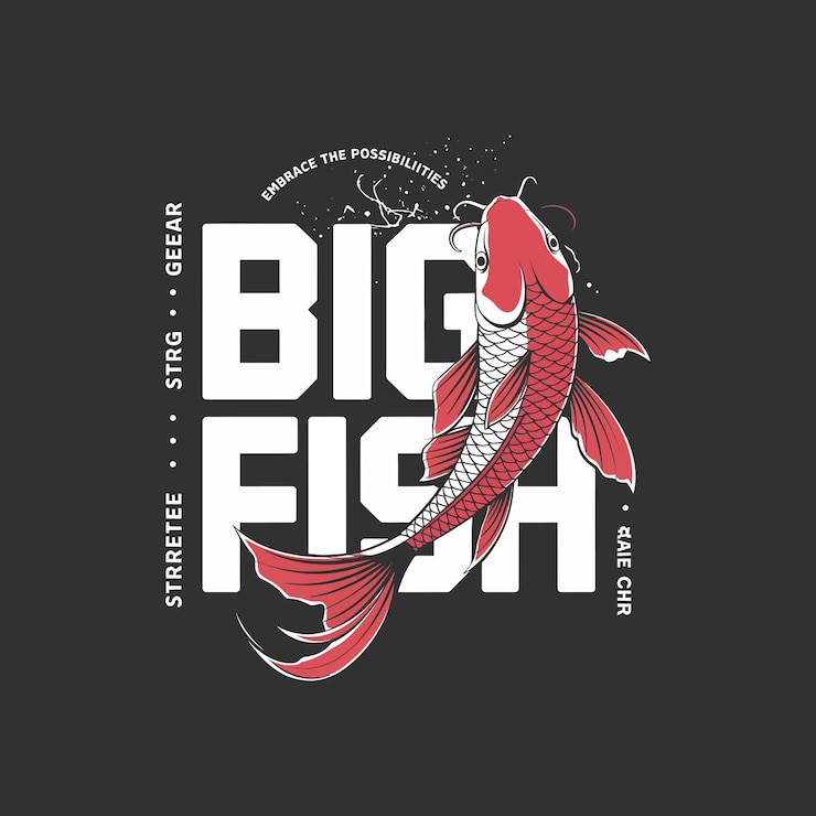 Vetor design vetorial de tipografia de peixe koi