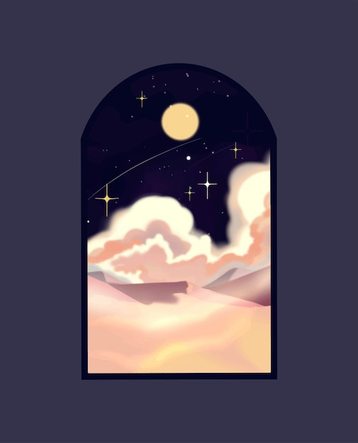 Design vetorial de visão de estrela noturna de janela