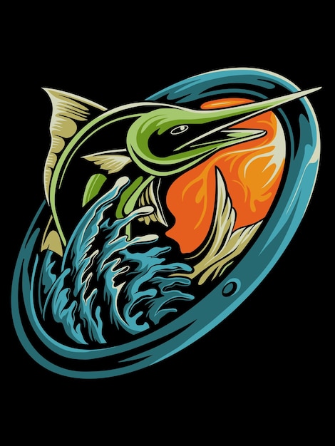 Design vetorial para cor editável do logotipo do pescador