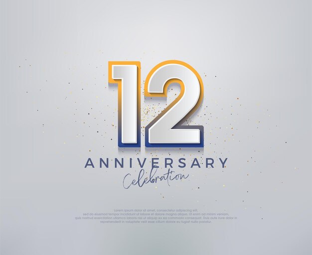 Design vetorial premium moderno e colorido para comemorações do 12º aniversário Fundo vetorial premium para saudação e celebração