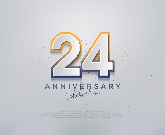 Design vetorial premium moderno e colorido para comemorações do 24º aniversário Fundo vetorial premium para saudação e comemoração
