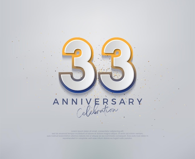 Design vetorial premium moderno e colorido para comemorações do 33º aniversário Fundo vetorial premium para saudação e celebração