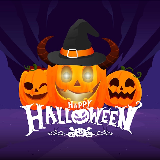 Design vetorial simples de Halloween com o objeto principal da abóbora