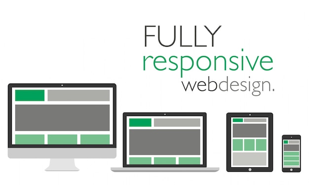 Vetor design web totalmente responsivo em dispositivos