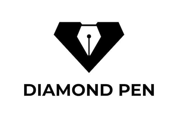 Designer de fabricante de joias educacionais de ilustração com design de logotipo de caneta combinada de diamante