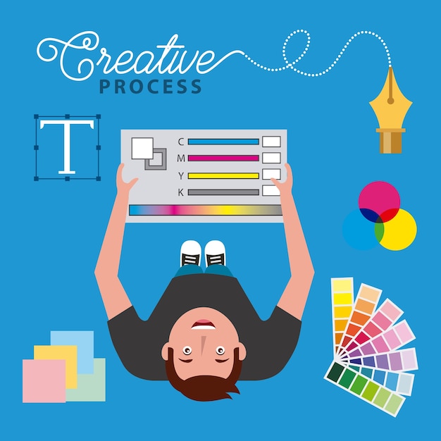 designer de jovem segurando pantone