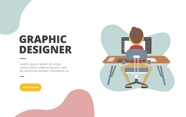 Designer gráfico design plano banner ilustração