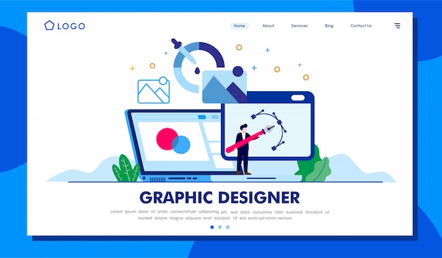 Designer gráfico landing page website ilustração