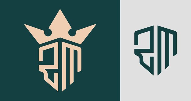 Designs criativos de logotipo ZM com letras iniciais