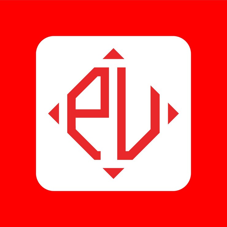 Vetor designs criativos e simples de logotipo pu com monograma inicial