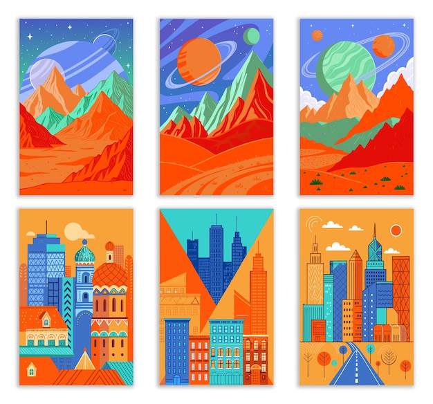 Designs de cartazes minimalistas inspirados no vintage
