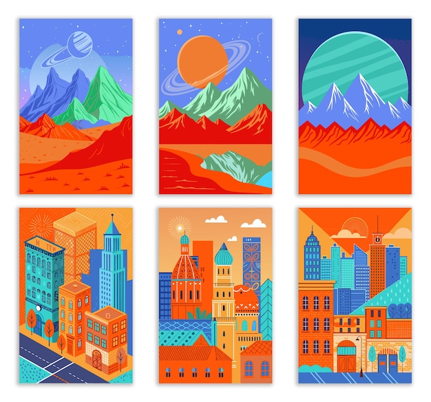 Designs de cartazes minimalistas inspirados no vintage