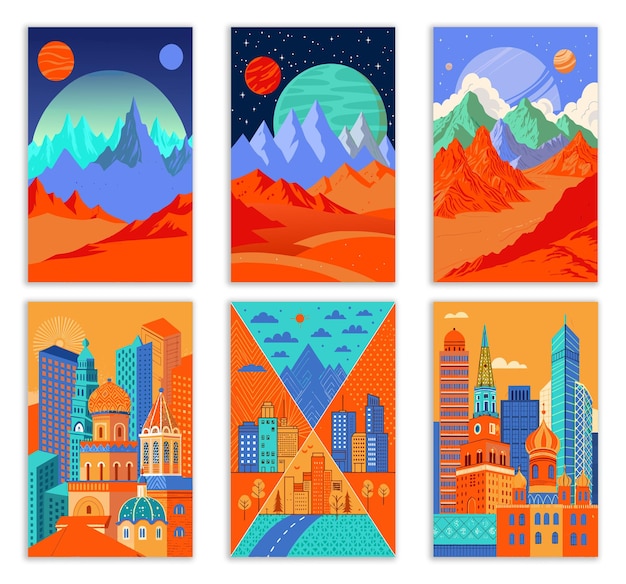 Designs de cartazes minimalistas inspirados no vintage