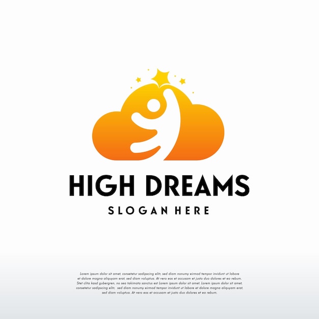 Designs de logotipo cloud dreams, vetor de designs de logotipo de aprendizado on-line, logotipo kids dream, modelo de logotipo child dream