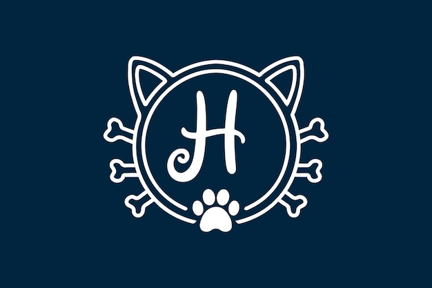 Designs de logotipo com monograma de gato com letra h