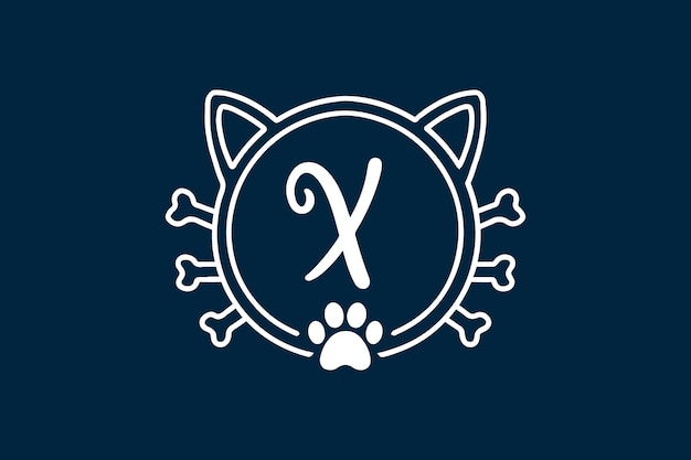 Vetor designs de logotipo de monograma de gato com letra x