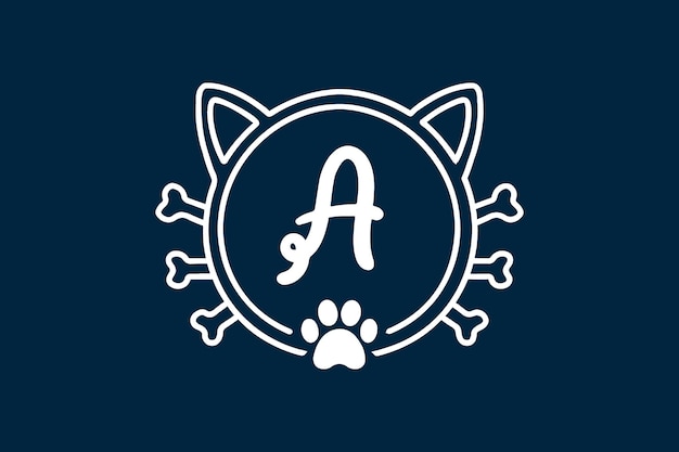 Vetor designs de logotipo letra a com monograma de gato