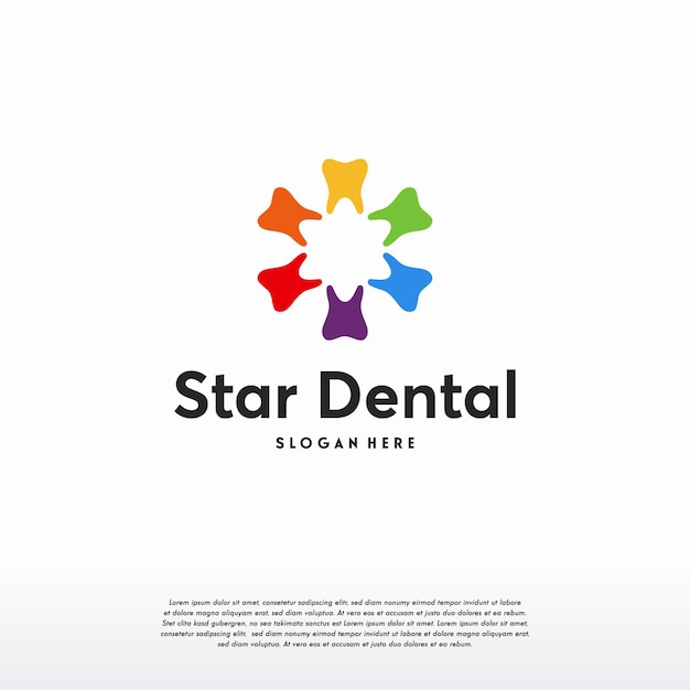 Designs de logotipo star dental, modelo colorido de logotipo dental