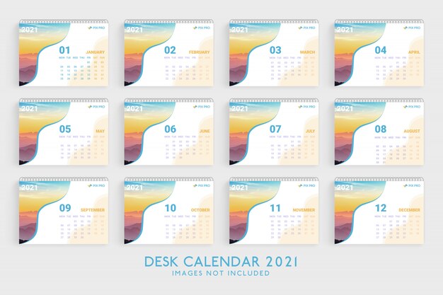 Vetor desk calendar 2021 template premium