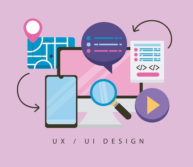 Desktop com elementos ux ui