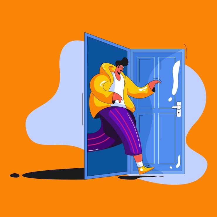 Vetor desligar privacidade deixar saída homem ilustração arte