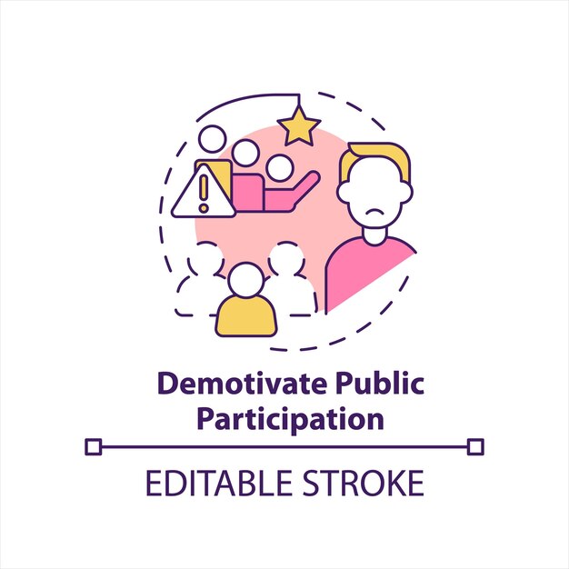 Vetor desmotivar o ícone do conceito de participação pública