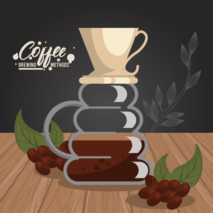 Vetor despeje sobre o método de preparação do café