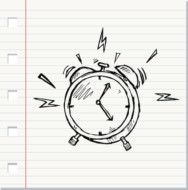 despertador grunge em estilo doodledespertador ícone doodle no fundo branco